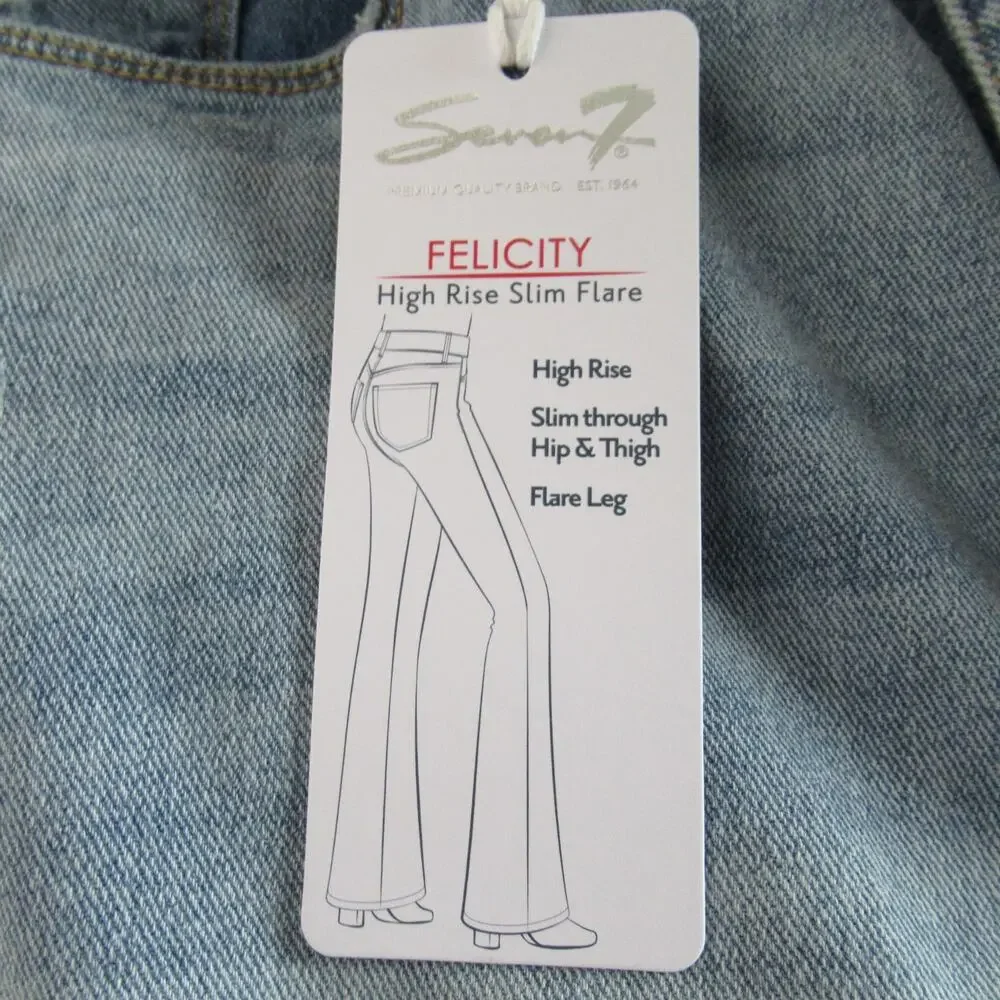 Seven7 Jeans Womens Size 12 Blue Felicity High Rise Slim Flare Enchanted NWT